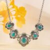Wholesale Cross-border European and American New Retro Drop Green Necklace Earrings Jewelry suit Western-style Exaggerated Turquoise Jewelry