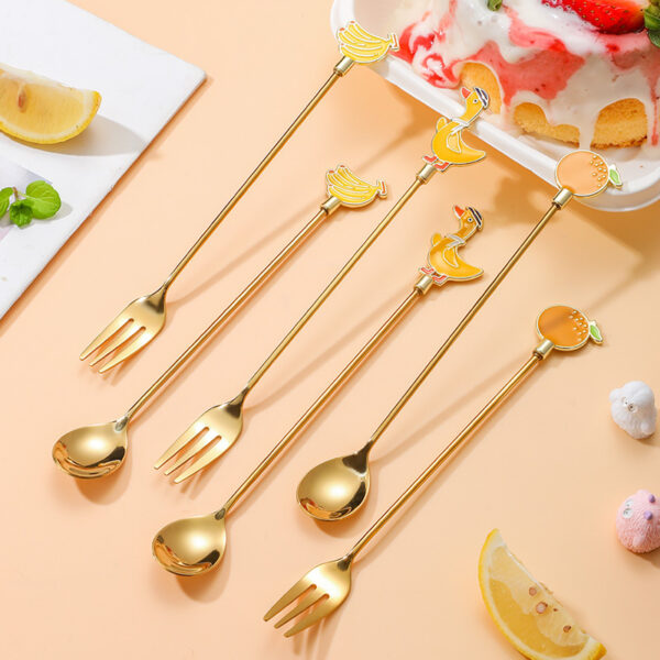 Wholesale spoon fork cartoon tableware cute dessert spoon