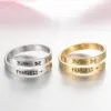 PVD Coated 18K Gold Real Gold Plated Letter 201 Stainless Steel Fashion Waterproof Non Tarnish Rings