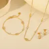 Wholesale Jewelry Basic Simple Style Geometric 304 Stainless Steel Zircon 18K Gold Plated Inlay Jewelry Set Ball Chain