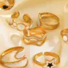 PVD Coated 18K Gold Plated Round Star Heart Shape 304 Stainless Steel Retro Novelty Waterproof Non Tarnish Rings