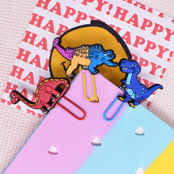 oly-107ebe9189feb9c3b6e7f31fbd2e8c9b Wholesale Random 50pcs Colorful Paperclip Dinosaur Series File Bookmarks