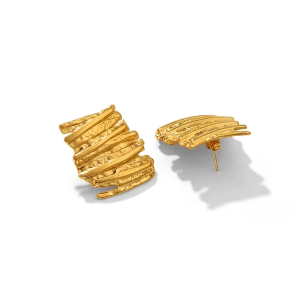 Wholesale PVD Coated Real Gold Plated 18K Gold Irregular 304 Stainless Steel 316 Stainless Steel IG Style Marine Style Modern Style Waterproof Non Tarnish Ear Studs