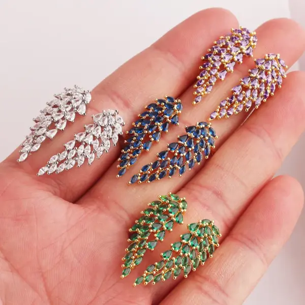 Wholesale Fashion Wings Copper Gold Plated Zircon Rings In Bulk