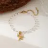 Wholesale PVD Coated Real Gold Plated 18K Gold Starfish 304 Stainless Steel Plastic Beach Sweet Waterproof Non Tarnish Bracelets Necklace