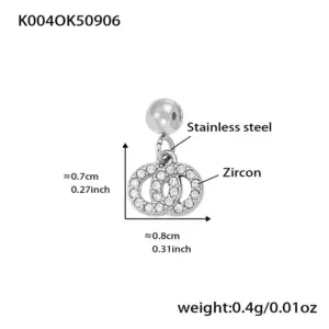K004-steel Color Double Ring Zircon Pendant