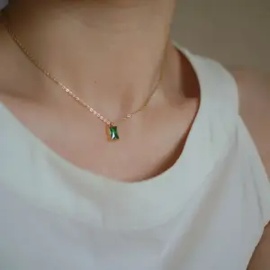 Wholesale Jewelry Heart 304 Stainless Steel Titanium Steel Artificial Crystal 18K Gold Plated Inlaid Shell Inlaid Gold Necklace