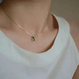 Wholesale Jewelry Heart 304 Stainless Steel Titanium Steel Artificial Crystal 18K Gold Plated Inlaid Shell Inlaid Gold Necklace