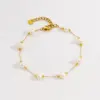 PVD Coated 14K Gold Real Gold Plated Solid Color 304 Stainless Steel Imitation Pearl Simple Style Waterproof Non Tarnish Bracelets Anklet Necklace