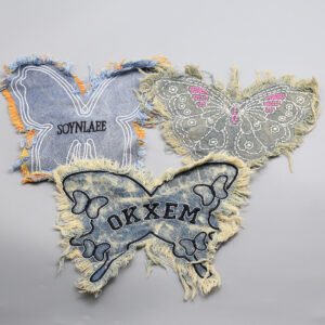 Wholesale New Denim Embroidered Butterfly Cloth Sticker Patch Embroidered Pieces Cloth Sticker Clothing Bag Hand-stitched Decorative Cloth DIY