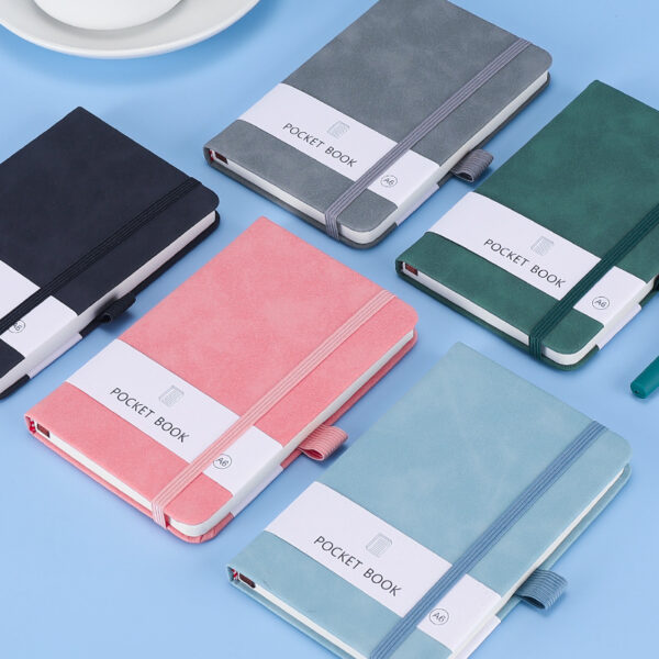 Wholesale A7 Mini Notebook Wholesale Pu Skin-Feel Strap Flap Pocket Pants Notebook Student Diary A5 Record Small Notebook Printed Logo