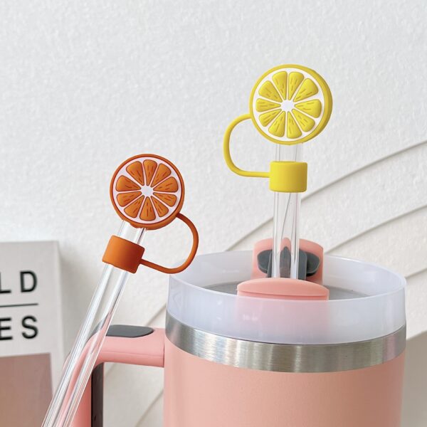 Wholesale Cross-border explosions lemon four-color straw cap dust-proof straw plug dust-proof straw sleeve 8mm diameter straw 10mm