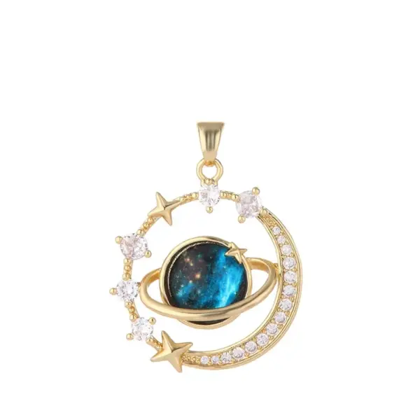 Wholesale IG Style Simple Style Star Planet 201 Stainless Steel Copper Plating Inlay White Gold Plated Gold Plated Resin Zircon