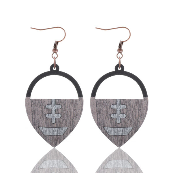 Wholesale Cross Border Sports Ball Rugby Wooden Earrings Laser Carved Earrings AliExpress Amazon
