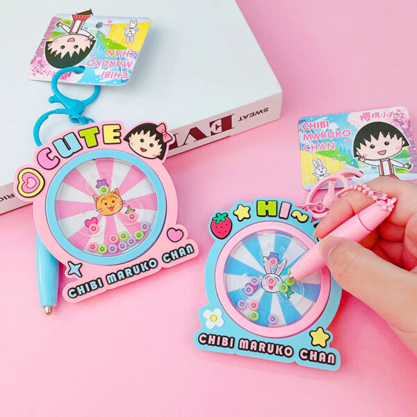 Wholesale Genuine Cartoon Cherry Maruko Magnetic Bead Drawing Board Keychain Couple Bag Car Hanging Gift