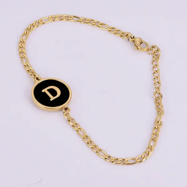 Wholesale Simple Style Letter 304 Stainless Steel 18K Gold Plated Shell Stainless Steel Bracelets In Bulk