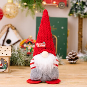 Christmas red pointed hat with pocket doll for men
