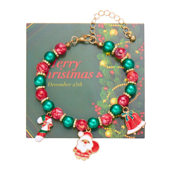 Wholesale Christmas Santa Claus Pendant Colorful Round Bead Bracelet
