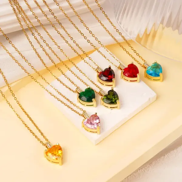 Wholesale Jewelry Simple Style Classic Style Heart Shape 304 Stainless Steel Copper Cable Chain Pendant Necklace