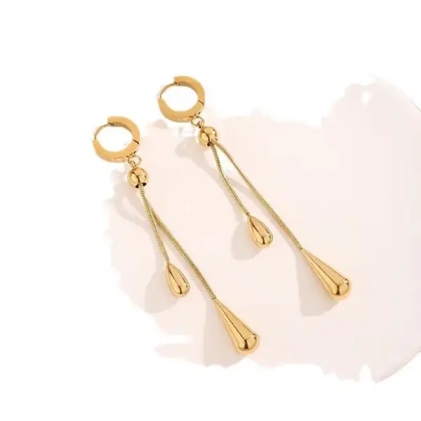 Titanium Steel Gold Plated Simple Style Classic Style Solid Color Plating Earrings Necklace