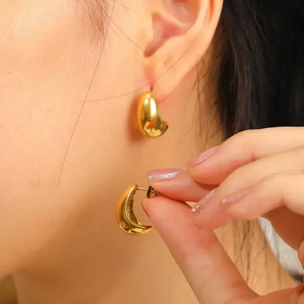 Wholesale 1 Pair Simple Style Solid Color Plating Stainless Steel 18k Gold Plated Ear Studs