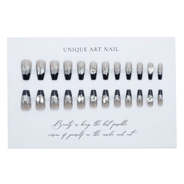 oly-10a1186c7ce4b0e523edb4ca0e20f7f2 Wholesale Autumn and Winter Dark Flash high-grade French diamond nail piece wear nail piece long cool black girl wear nail