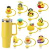 Wholesale Yellow duck silicone straw cap 8/10mm straw dust cap creative straw cap straw dust cap