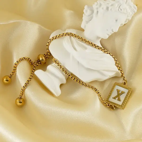 Wholesale Fashion Letter Titanium Steel Plating Inlay Shell Bracelets 1 Piece