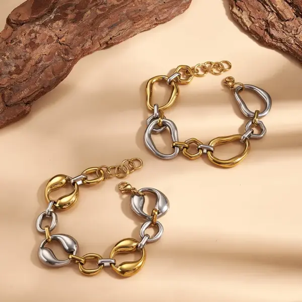 Wholesale Hot-Selling INS Style 304 Stainless Steel Inner Electroplated Real Gold Irregular Hollow Circle Simple Bracelet