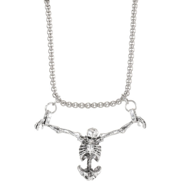 Wholesale Gothic Diablo Skull Pendant Necklace Punk Hip Hop Alloy Dressed Skeleton Collarbone Chain Halloween Necklace Chain