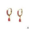 Wholesale Fashion Water Droplets Inlaid Zircon Copper Artificial Gemstones Copper Earrings