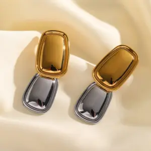 Wholesale 1 Pair Casual Simple Style Commute Irregular Geometric Mixed Metal Plating 304 Stainless Steel 18K Gold Plated Ear Studs