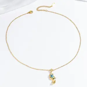 X1257 Blue Tulip Necklace