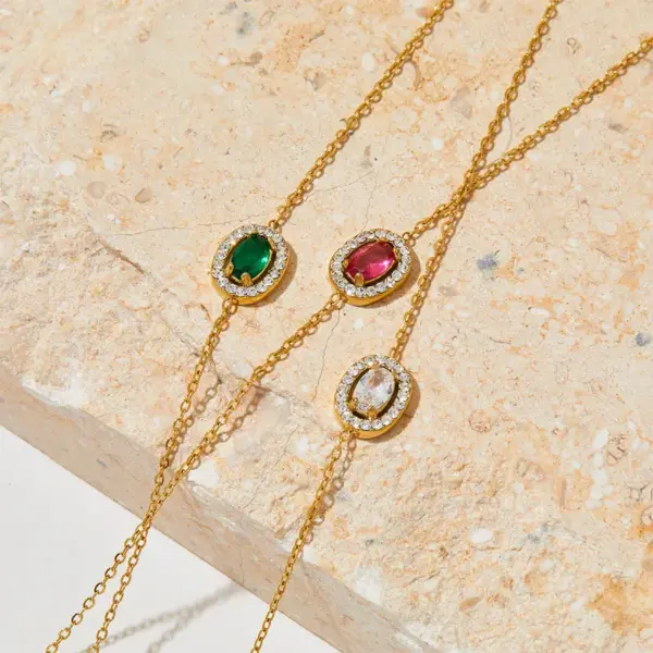 Wholesale PVD Coated Real Gold Plated 16K Gold White Gold Plated Gold Plating Round 304 Stainless Steel Elegant Waterproof Non Tarnish Bracelets Earrings Necklace