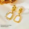 Wholesale 304 Stainless Steel Square PVD Coated Acrylic 18K Real Gold Plated Simple Style Classic Style Waterproof Non Tarnish Plating Gold Jewelry Set