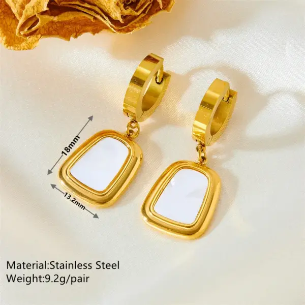 Wholesale 304 Stainless Steel Square PVD Coated Acrylic 18K Real Gold Plated Simple Style Classic Style Waterproof Non Tarnish Plating Gold Jewelry Set