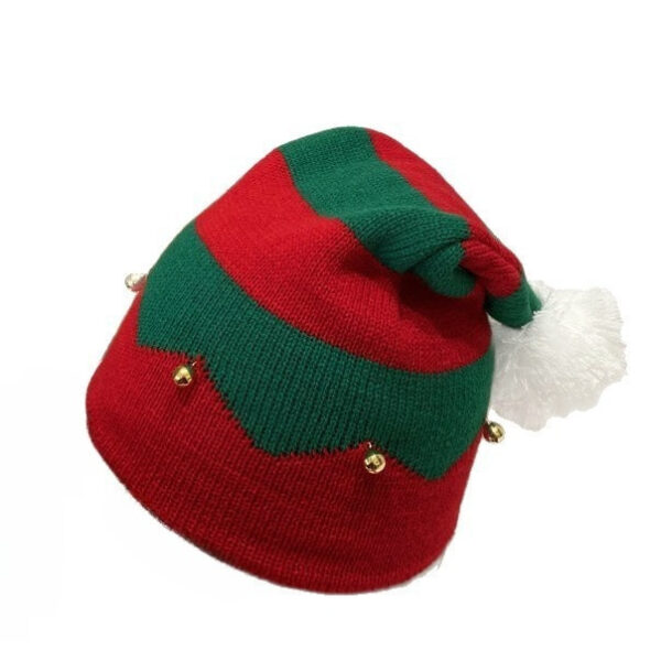 Wholesale Knitted Christmas hat with bells and pom-poms for winter