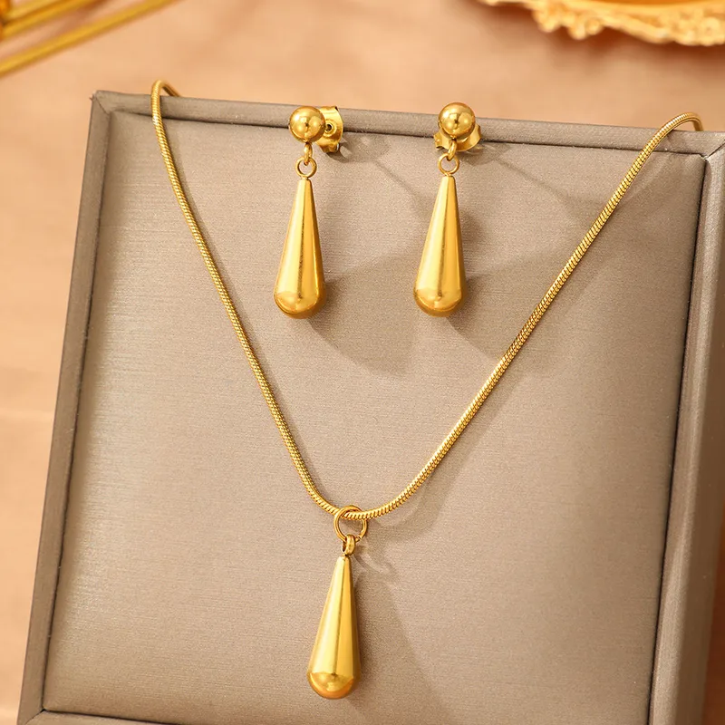 Wholesale 3-Pack Fashion Stainless Steel Water op Necklace Luxury Snake Bone Necklace With Beads Water op Earrings For Women Holiday Banquet