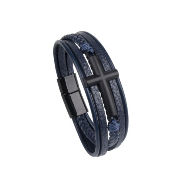 Wholesale Vintage alloy cross accessory magnet buckle leather bracelet