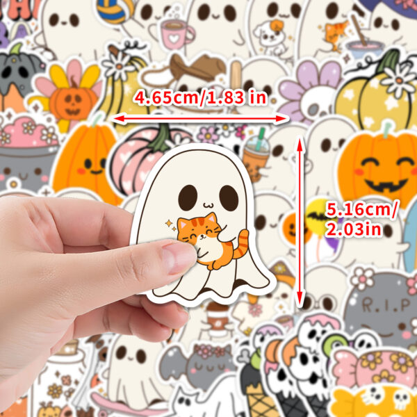 Wholesale 50pcs Halloween Ghost Graffiti Stickers Mobile Phone Water Cup Waterproof Decorative Stickers Cartoon Halloween Stickers
