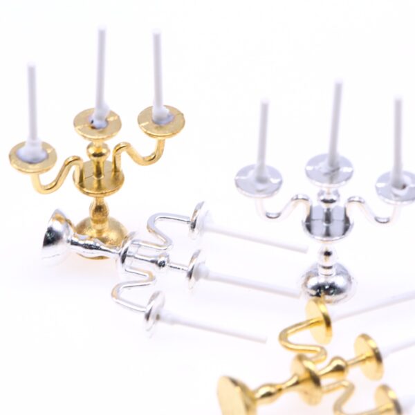 Wholesale Doll House Mini European Candlestick Simulation Retro Candle Lamp Miniature Western Restaurant Scene Props Matching Model