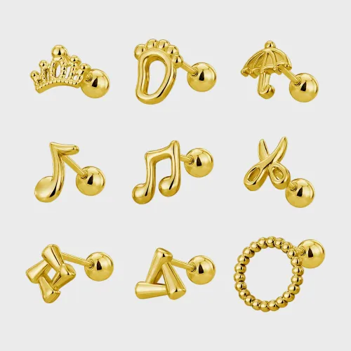 Wholesale 1 Piece Cute Simple Style Geometric Animal Crown Plating Titanium Steel Ear Studs