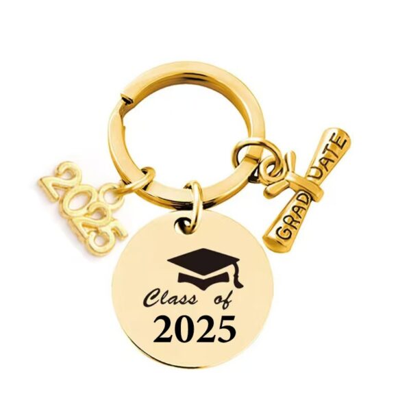 Wholesale Cross-Border 2025 Graduation Season Stainless Steel Keychain with Engraved Metal Keychain as a Commemorative Gift for Classmates and Teachers