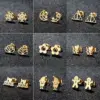 Wholesale PVD Coated 18K Gold Real Gold Plated Geometric 304 Stainless Steel Simple Style Classic Style Waterproof Non Tarnish Ear Studs
