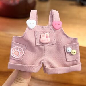 Pink bunny button overalls