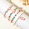 Wholesale Bohemian style colorful beaded starfish and seashell four-layer anklet