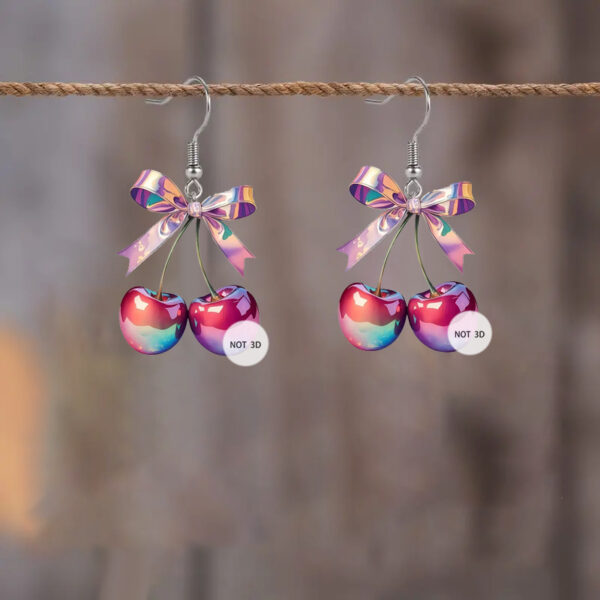 Wholesale Original Design Colorful Bow Cherry Flat Acrylic Earrings