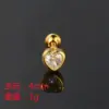 Wholesale 1 Piece Simple Style Heart Shape Plating Inlay Stainless Steel Copper Zircon White Gold Plated Ear Studs