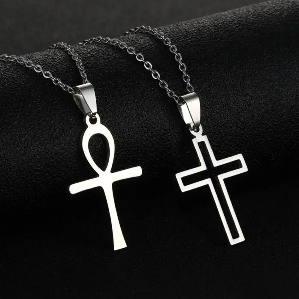Water Plating 18K Gold Plated Cross Stainless Steel Fashion 304 Stainless Steel Necklace