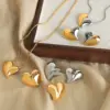 Wholesale 304 Stainless Steel Heart Shape PVD Coated 18K Gold Plated Real Gold Plated Elegant Simple Style Waterproof Non Tarnish Plating Gold Silver Earrings Necklace